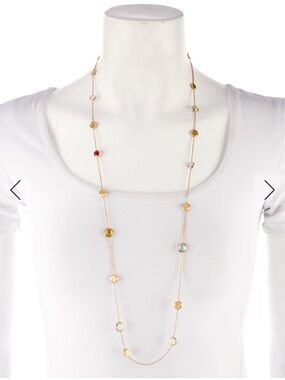 Marco Bicego 18k  Gold Long Station Necklace with Multicolor Gem Accents